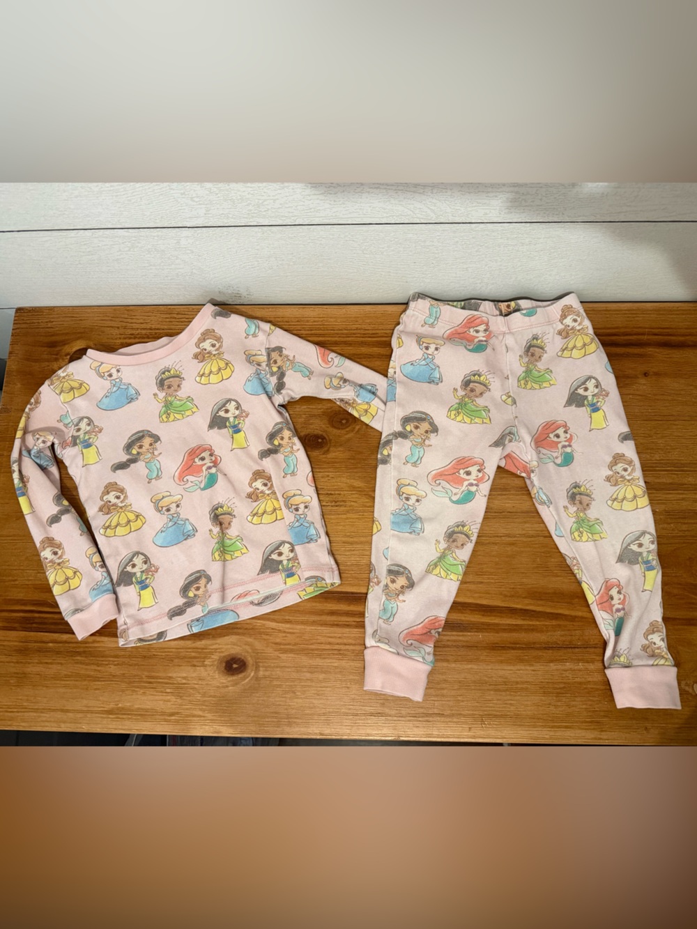 Disney Pink Princess Character Stretch Kids Pajama Set